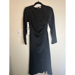 Aritzia Wilfred Melita Satin Dress Black Size 00 NWT $178 MSRP